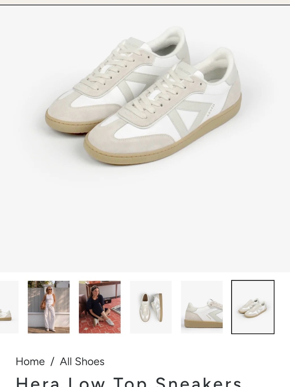 Low-Top Casual Sneakers in White and Beige